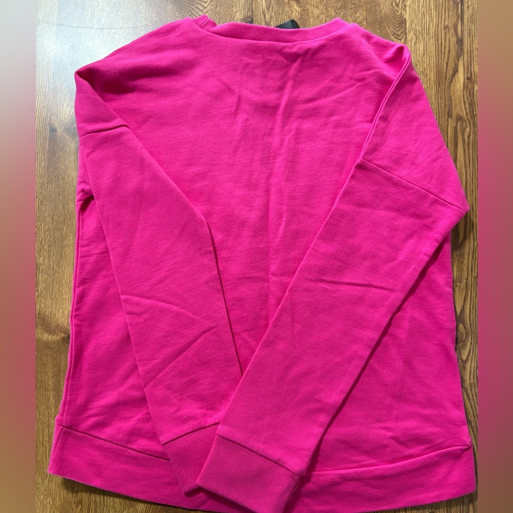 Adidas NWT Girls Size LG. (14)Hot Pink Logo Sweatshirt - Picture 4 of 5